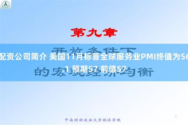 配资公司简介 美国11月标普全球服务业PMI终值为56.1 预期57 前值57